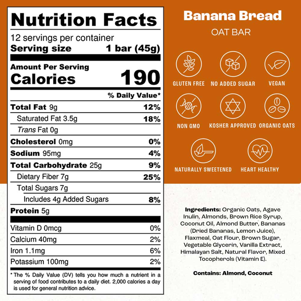 banana bread oat bars calories