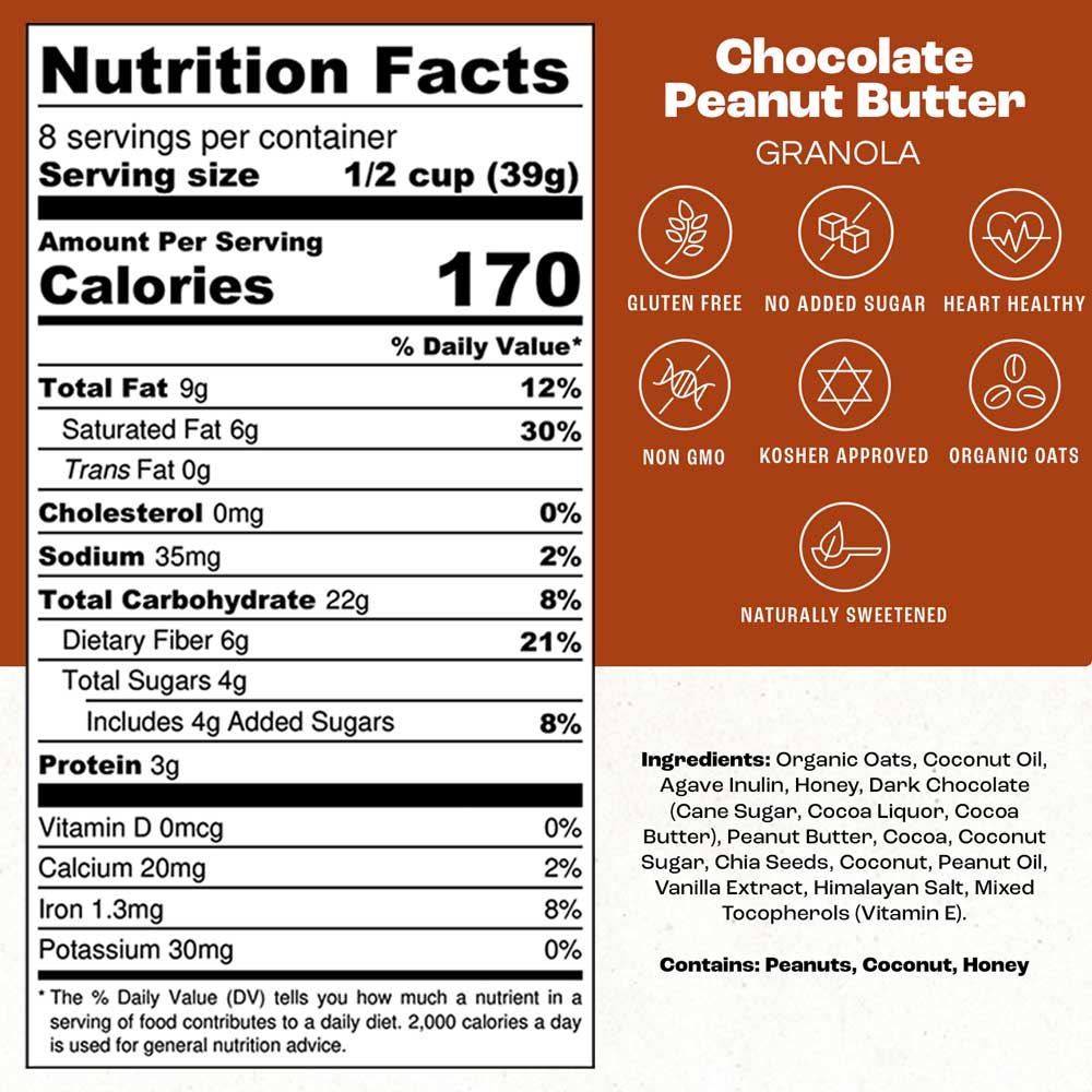 chocolate peanut butter granola calories