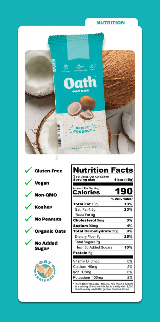 Crispy Coconut Oat Bars nutrition facts